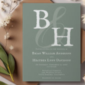 Sage Green Minimalistisch Monogram Wedding Einladung