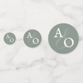 Sage Green Minimalistisch Monogram Wedding Konfetti (Vorderseiten)