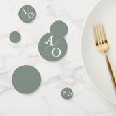 Sage Green Minimalistisch Monogram Wedding Konfetti (Gruppe)