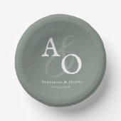Sage Green Minimalistisch Monogram Wedding Pappteller (Vorderseite)