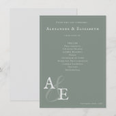 Sage Green Minimalistisch Monogram Wedding Program (Vorne/Hinten)