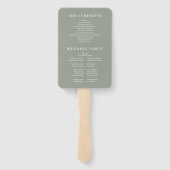 Sage Green Minimalistisch Monogram Wedding Program Fächer (Rückseite)