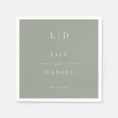 Sage Green Minimalistisch Monogram Wedding Serviette (Vorderseite)