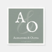 Sage Green Minimalistisch Monogram Wedding Serviette (Vorderseite)