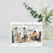 Sage Green Minimalistisch Retro Weihnachten Zwei F (Stehend Vorderseite)