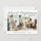 Sage Green Minimalistisch Retro Weihnachten Zwei F (Vorderseite)