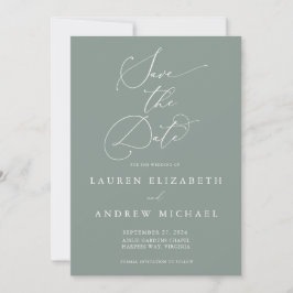 Sage Green Minimalistisch Save the Date Einladung