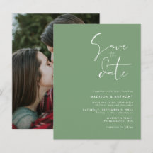 Sage Green Minimalistisch Save the Date Hochzeitss