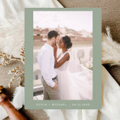 Sage Green Minimalistisch Save the Date Script Fot Postkarte