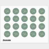 Sage Green Minimalistisch Script Danke Stickers (Blatt)
