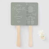 Sage Green Minimalistisch Script Wedding Fächer (Vorne und Hinten)
