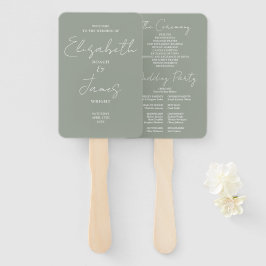 Sage Green Minimalistisch Script Wedding Fächer
