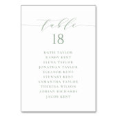 Sage Green Minimalistisch Script Wedding Plan Tischnummer (Rückseite)