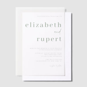 Sage Green Minimalistisch Serif Typografy Wedding Pergament Einladungen