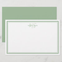 Sage Green Minimalistisch Simple Monogram Two Bord