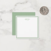 Sage Green Minimalistisch Simple Monogram Two Bord Mitteilungskarte (Vorderseite/Rückseite Beispiel)