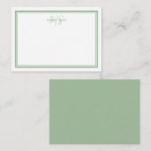 Sage Green Minimalistisch Simple Monogram Two Bord Mitteilungskarte (Vorne/Hinten)