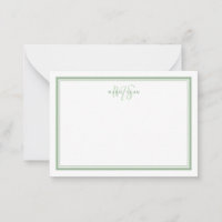 Sage Green Minimalistisch Simple Monogram Two Bord