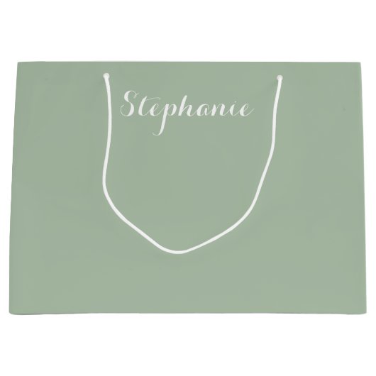 Sage Green Minimalistisch Simple Name Boho Große Geschenktüte (Vorderseite)