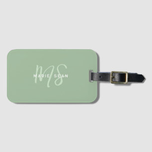 Sage Green Minimalistisch Simple Two Monogram Gepäckanhänger