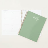Sage Green Minimalistisch Simple Two Monogram Planer (Anzeige)