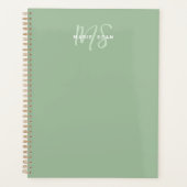 Sage Green Minimalistisch Simple Two Monogram Planer (Vorderseite)