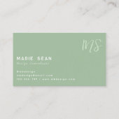 Sage Green Minimalistisch Simple Two Monogram Visitenkarte (Rückseite)