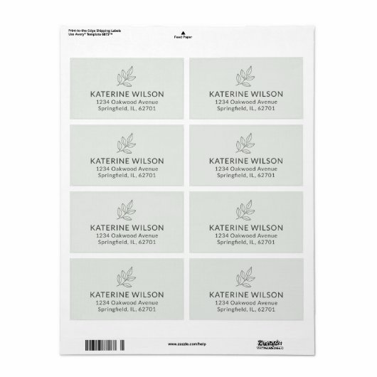 Sage Green Minimalistisch Small Business Shipping (Vorne)