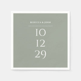Sage Green Minimalistisch Special Date Hochzeit Serviette