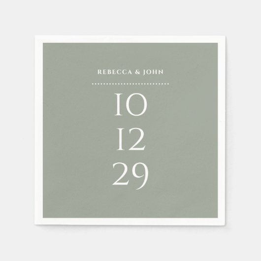 Sage Green Minimalistisch Special Date Hochzeit Serviette (Vorderseite)