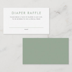 Sage Green Minimalistisch Typografy Diaper Raffel Begleitkarte