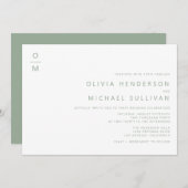 Sage Green Minimalistisch Typografy Monogram Weddi Einladung (Vorne/Hinten)