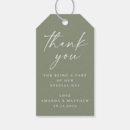 Sage Green Minimalistisch Wedding Danke | elegant Geschenkanhänger