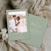 Sage Green Minimalistisch Wedding Danke Foto