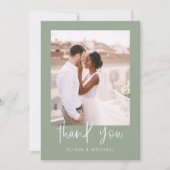 Sage Green Minimalistisch Wedding Danke Foto (Vorderseite)