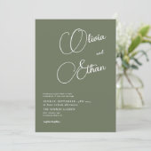 Sage Green Minimalistisch Wedding Einladung (Stehend Vorderseite)
