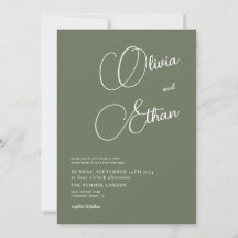 Sage Green Minimalistisch Wedding Einladung