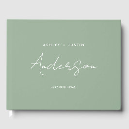 Sage Green Minimalistisch Wedding Personalisiert Gästebuch