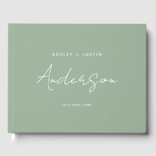 Sage Green Minimalistisch Wedding Personalisiert Gästebuch