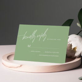 Sage Green Minimalistisch Wedding RSVP Card