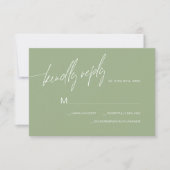 Sage Green Minimalistisch Wedding RSVP Card Karte (Vorderseite)