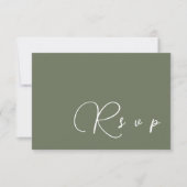 Sage Green Minimalistisch Wedding RSVP QR Code Car Mitteilungskarte (Vorderseite)