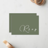 Sage Green Minimalistisch Wedding RSVP QR Code Car Mitteilungskarte (Vorderseite/Rückseite Beispiel)