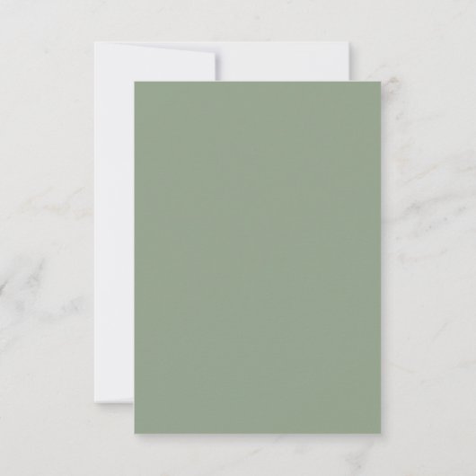 Sage Green Minimalistisch Wedding Save the Date Ca (Rückseite)