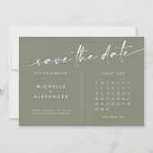 Sage Green Minimalistisch Wedding Save the Date Ca (Vorderseite)