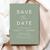 Sage Green Minimalistisch Wedding Save the Date Ca