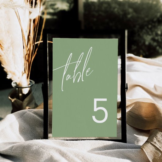 Sage Green Minimalistisch Wedding Tischnummer