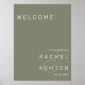 Sage Green Minimalistisch Wedding Willkommenszeich Poster (Vorne)