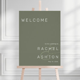 Sage Green Minimalistisch Wedding Willkommenszeich Poster