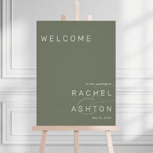 Sage Green Minimalistisch Wedding Willkommenszeich Poster